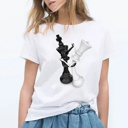 Novelty Design Dancing Chess Print Funny T Shirts Women Streetwear Chess Lover Friends Birthday Gift Personalized Punk Tshirt