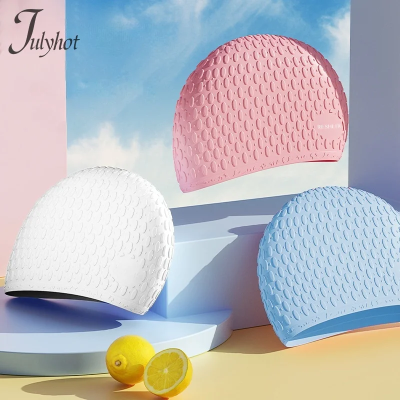 1PC Adults Swimming Caps Men Women Silicone Swimming Pool Cap Ear Protect Bathing Hats For Long Short Hair Waterproof Diving Hat