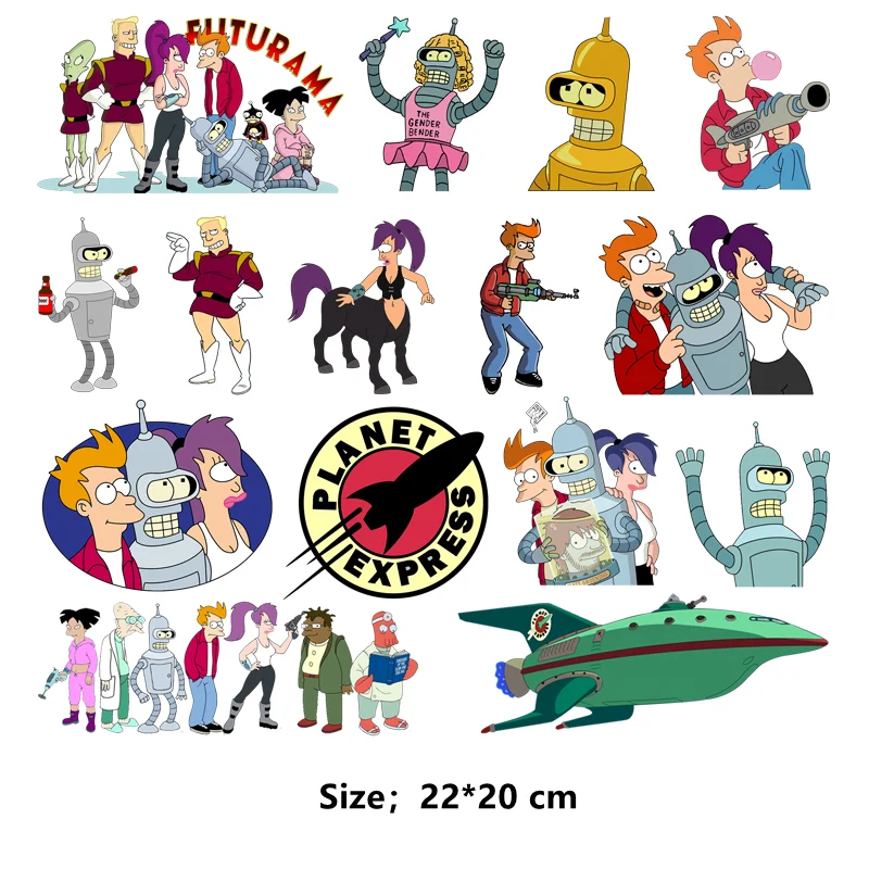 Disney cartoon Fly Out a Futurama Iron on patches thermo-stickers for children clothing printing