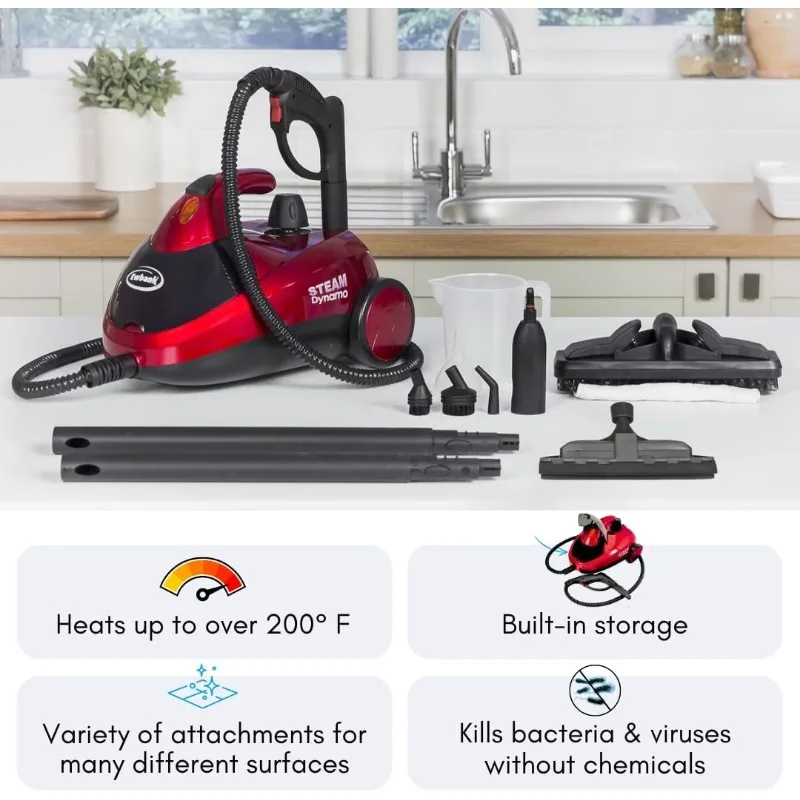 Steam Cleaner for Chemical-Free Cleaning, Multipurpose with Attachments, Portable, Multi-surface, For Carpets, Tiles, Bathrooms