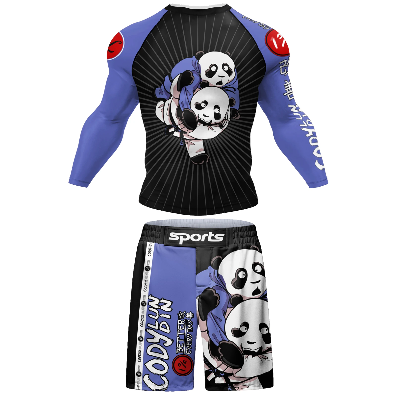 Cody Lundin Bjj Rash Guard Jiu Jitsu Kimono boxe Combat Shirt + Muay Thai pantaloncini da uomo 4 pezzi Rashguard Set da uomo MMA tute