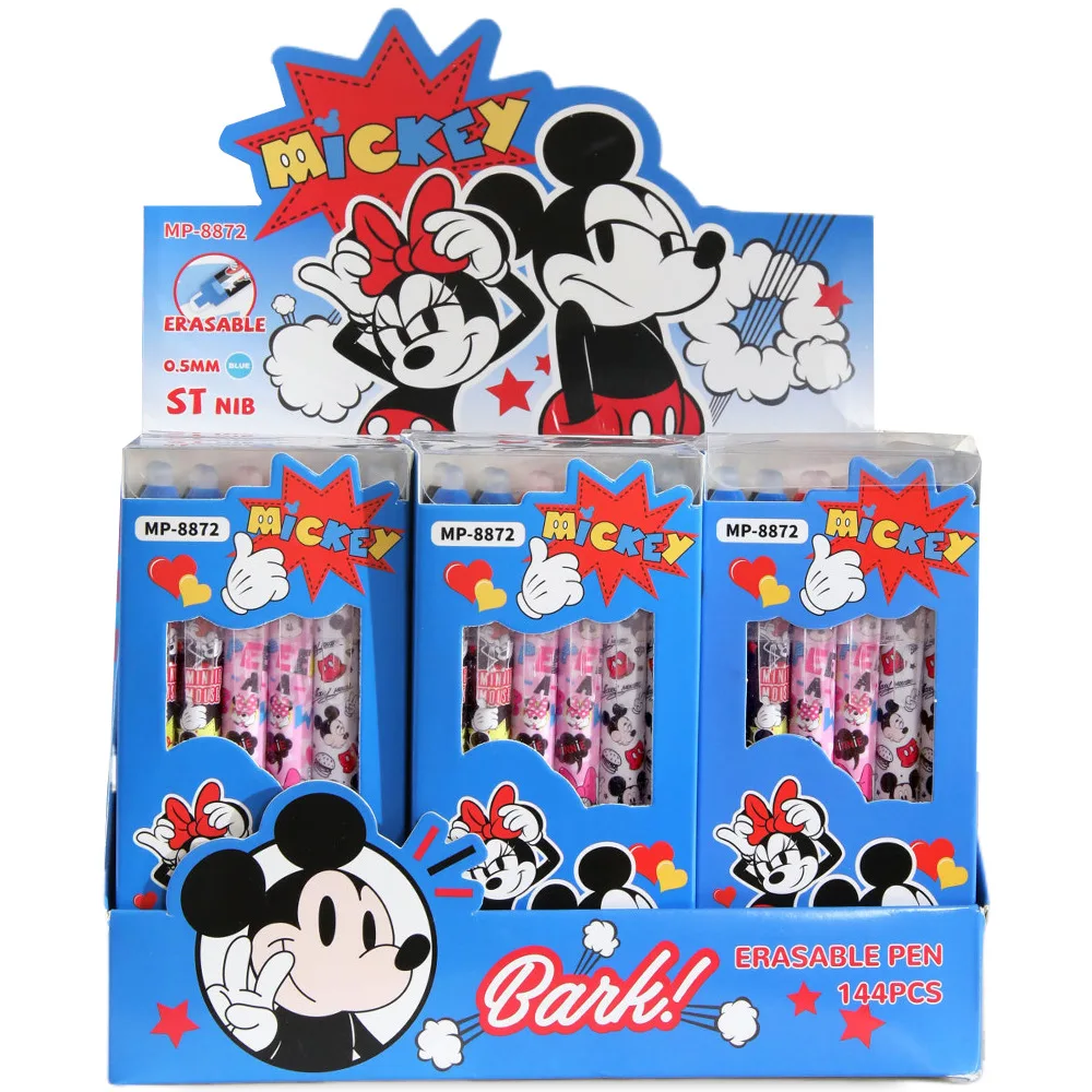 6/12pcs Mickey Family Magic Erasable Gel Pens Set Blue Ink 0.5mm Fine Point Neutral Student Office School Supplies Birthday Gift