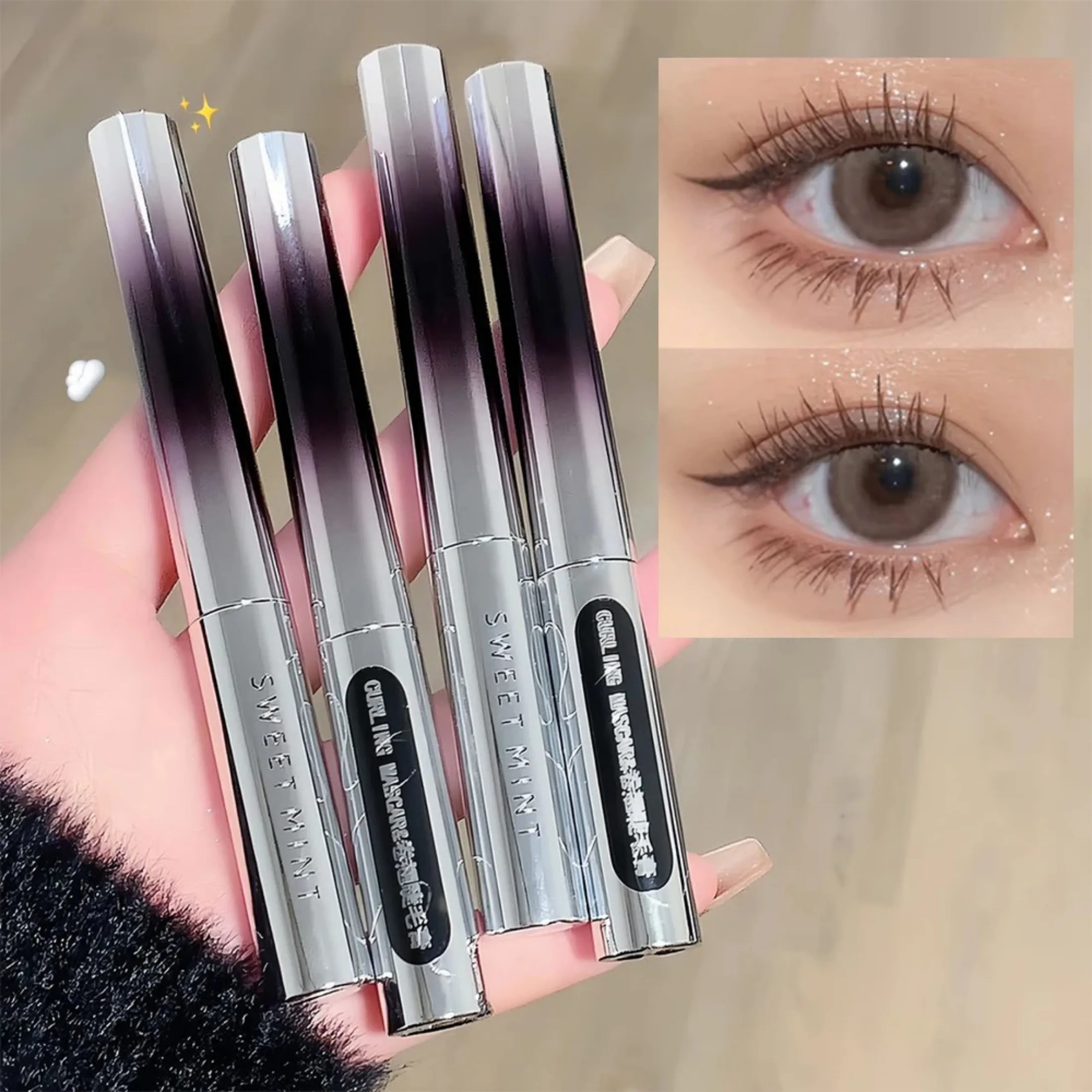 3D Black Metal Bar Type Head Mascara Lengthens Eyelashes Extra Volume Waterproof Natural Lashes Female Makeup Korean Cosmetics