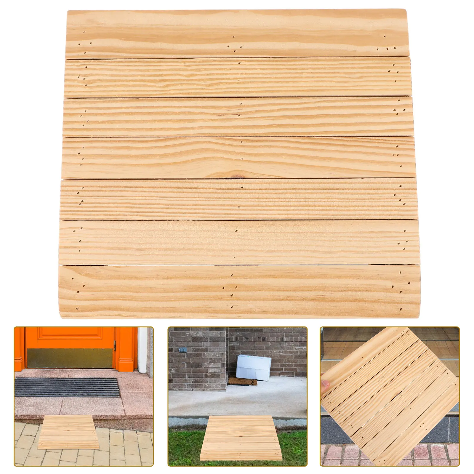 

Wooden Threshold Ramp for Home Entry Step Transition Sweeping Robot Wheelchair Portable Non-Slip Wear-Resistant Ramp Mat
