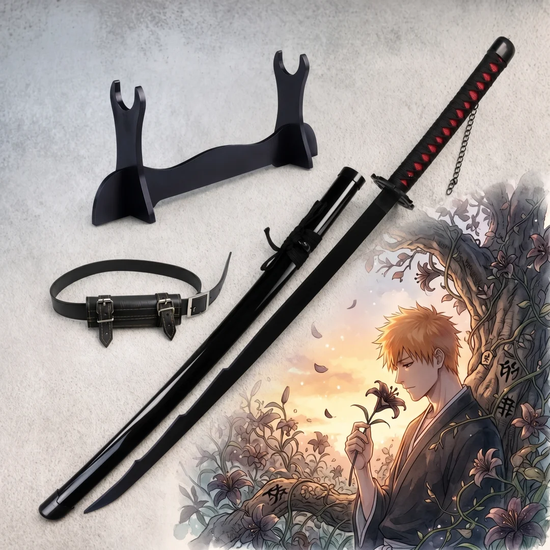 Espada de Juguete de Plástico de 40 Pulgadas, Réplica de Katana de Ichigo Kurosaki de Bleach, para Cosplay de Anime, Cuchillo Ninja, Hoja de Sabre, Tamaño Real 1:1, Regalo