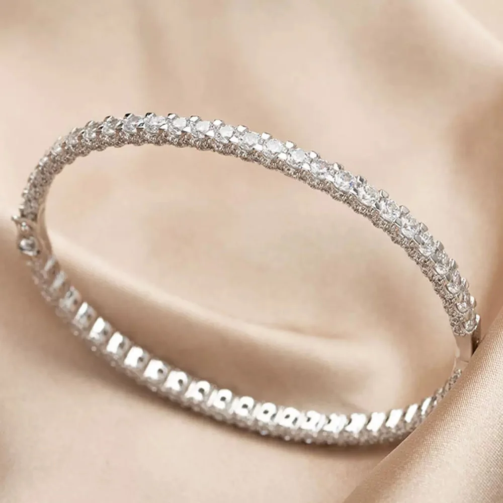Top Quality Fashion Lovely Bangle Pure Sterling 925 Silver Jewelry For Women Design Bangle Cute Diamond Party Gift Jewelry