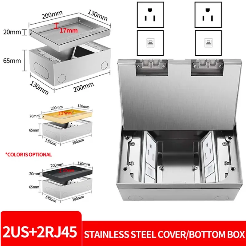

2 США + 2RJ45 Ультратонкая встроенная невидимая напольная розетка, скрытая розетка заземления из нержавеющей стали 304, встроенная носка ЕС FR UN США