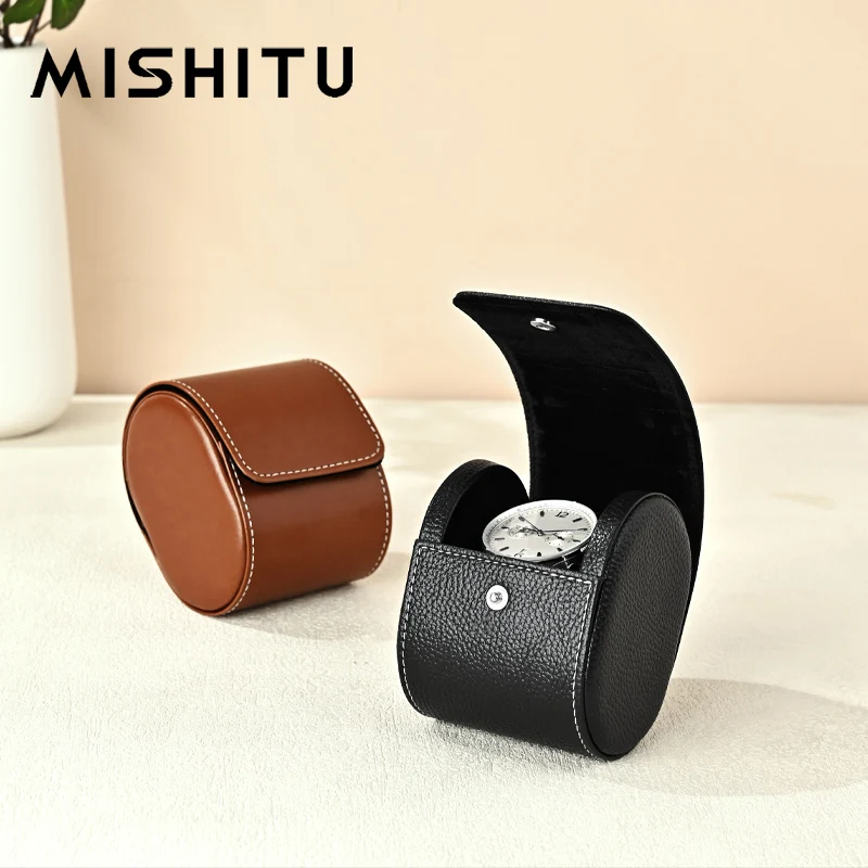 MISHITU PU Leather Watch Bag Black/Brown Watch Jewelry Storage Box Display Stand Portable Jewelry Organizer Watch Storage Bag