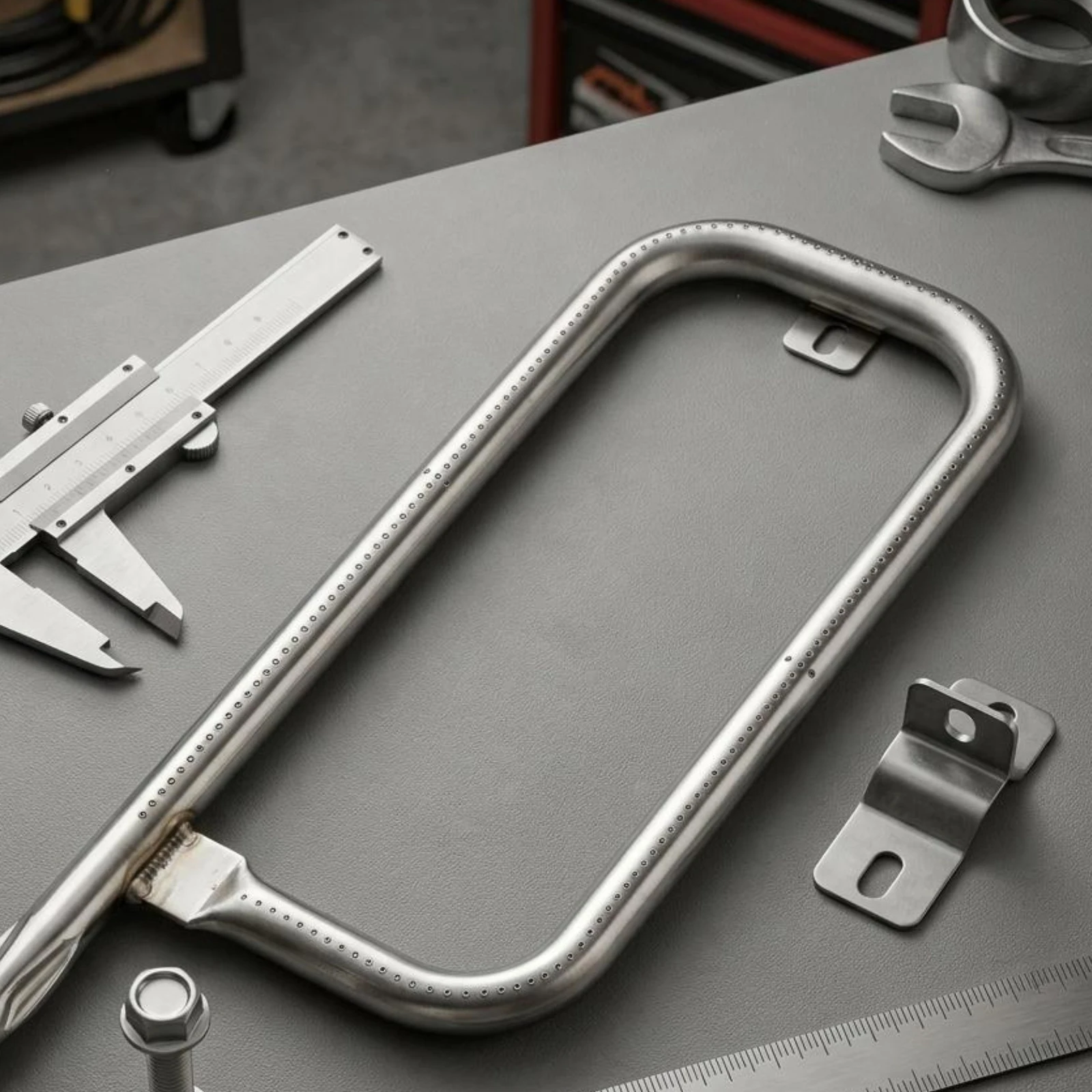 Gas Grill Burner Tube Mounting Tab Rectangular-Loop Burner Tube Outdoor Cooking Part Easy to Install Even Heat Distribution