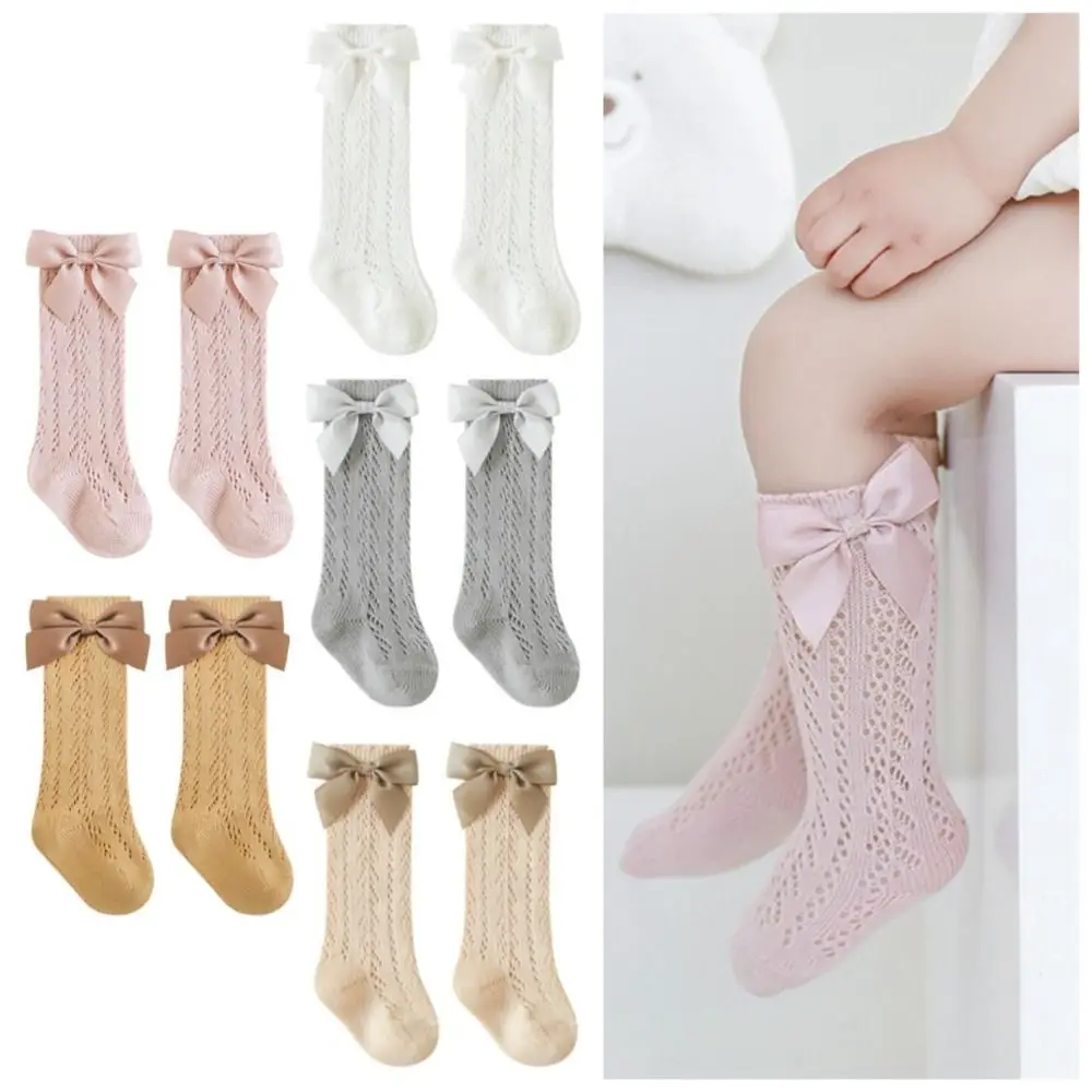 

Lovely Bowknot Girl's Cotton Socks Soft Sweet Mesh Princess Socks Elastic Breathable Children Long Tube Socks 0-5 Years Old