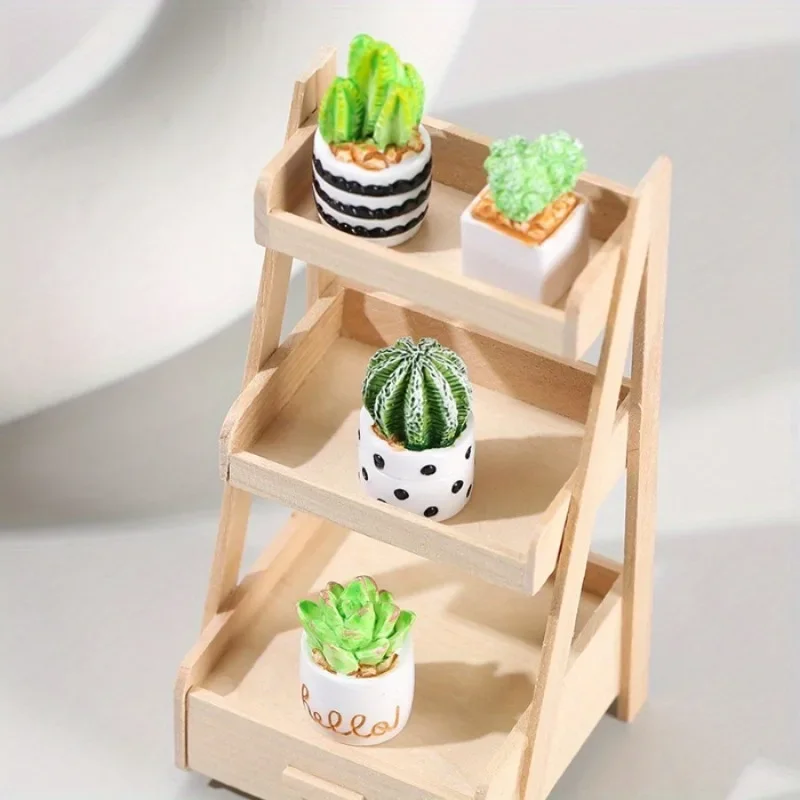 4pcs Cactus Potted Indoor Desktop Succulent Plant Small Potted Cactus Micro Landscape Ecological Bottle Diy Decoration