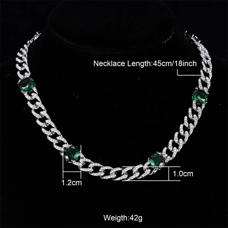 HIP HOP 9MM/10MM/13MM Cuban Link Chain With Green Butterfly Shape Stones Iced Out Rapper Necklaces For Men Women Choker Jewelry