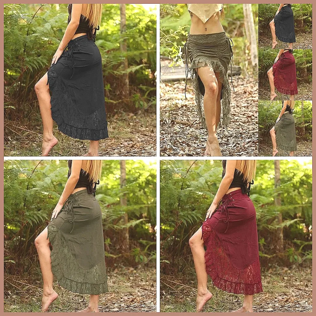 

Floral Print Midi Skirt for Women, Elastic Waist A-Line Summer Skirt with Pleats