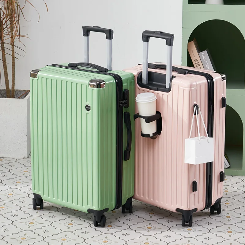 أمتعة دوارة مقاس 20 بوصة مع حامل أكواب، حقيبة سفر عصرية ذات سعة كبيرة، حقيبة سفر متنقلة مريحة، سهلة النقل #2