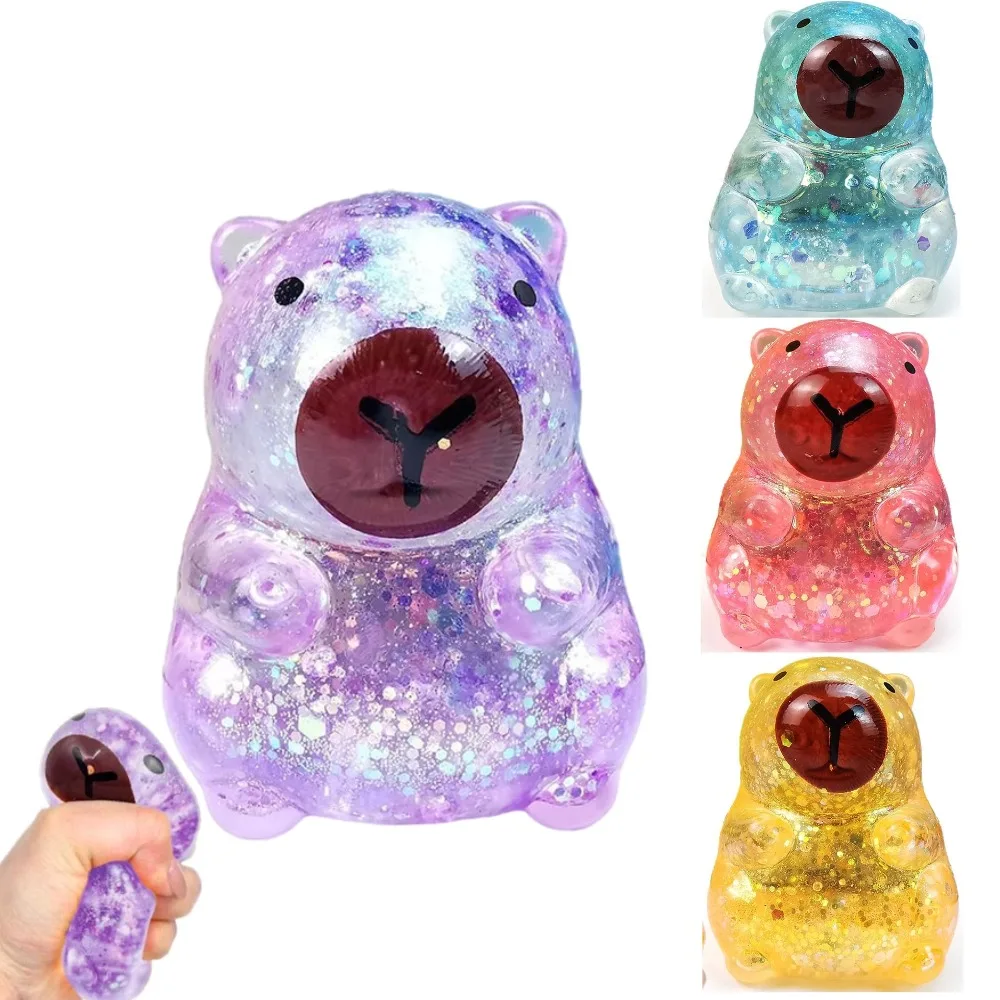 Juguete Blandito de Capibara de Dibujos Animados con Purpurina, Antiestrés, Sensorial, Regalo para Niños y Adultos, Herramienta Antiansiedad