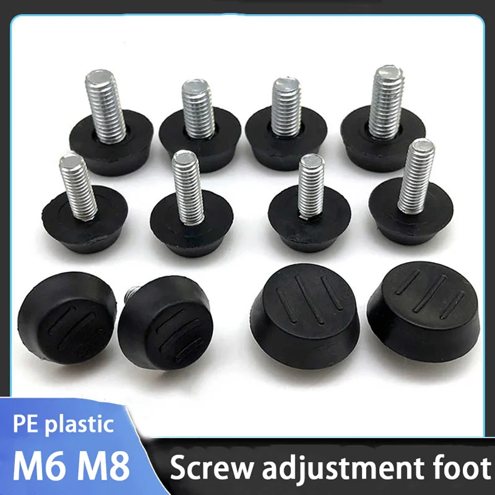 2 szt. Gumowe regulowane podkładki pod nogi ze śrubą M6 M8 do stołu krzesła, czarne poziomujące nóżki, podkładki pod nogi meblowe, antywibracyjne podkładki ochronne pod śruby