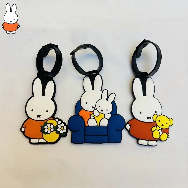 

Kawaii Miffy Rabbit вокруг мультяшного мультфильма, милая багажная бирка, багажная проверка, посадочная сумка, маленькая подвесная бирка