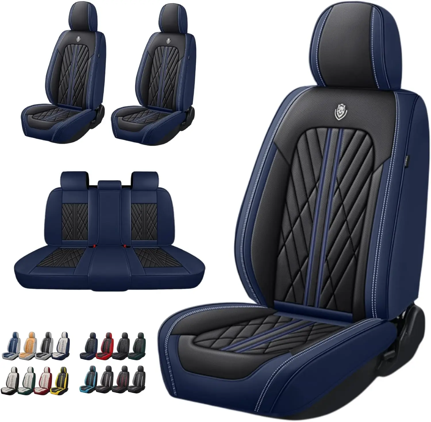 

Universal Fit Waterproof Breathable Nappa Leather Automotive Vehicle Car Seat Covers Set Cushion Protector for Sedan SUV