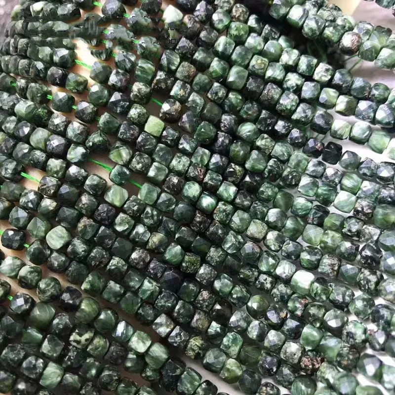 loose beads Seraphinite green baroque faceted square flat coin nature for DIY making jewelry necklace 38cm FPPJ wholesale 4