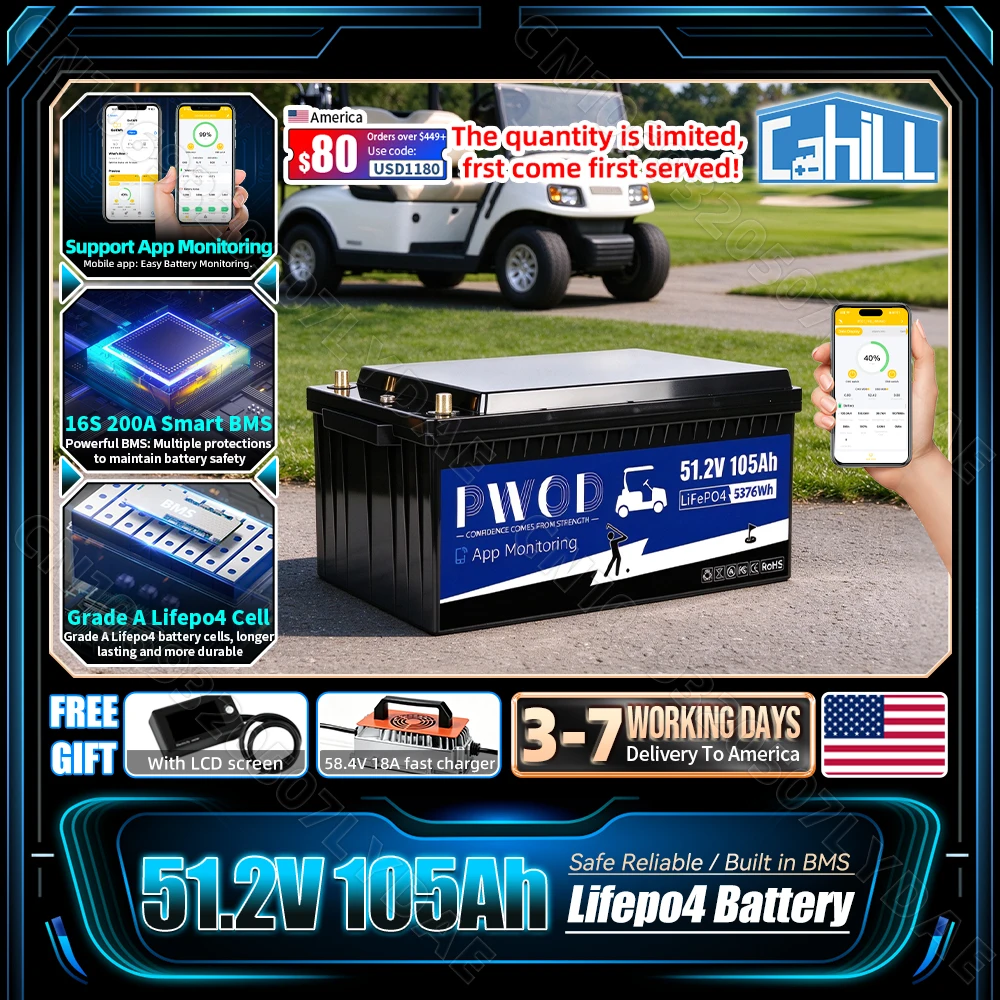 Smart Bms 16S 48V 200A Bluetooth - Batería Lifepo4 para carrito de golf