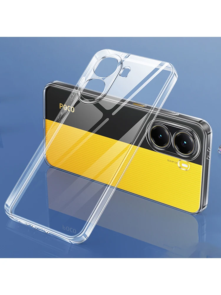 Coque souple en Silicone transparent pour Xiaomi Pocophone POCO X7 X6 X5 X4 X3 C50 C51 C55 C61 C65 C75 M4 M5 M6 M7 Pro F3 F4 F5 F6 F7