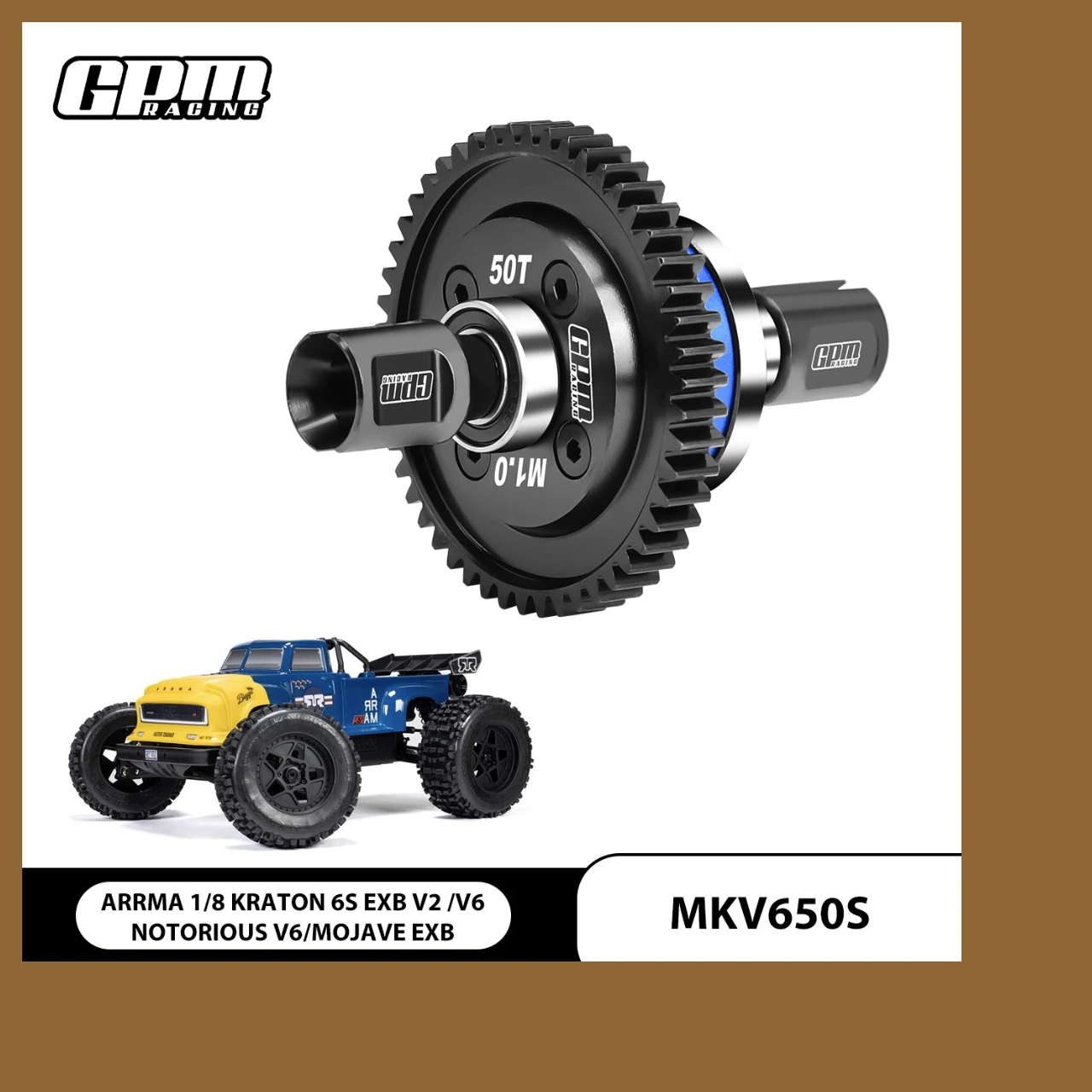 

GPM 20Crmnti Steel + 7075 Alloy Center Complete Differential For ARRMA 1/8 Kraton V6 EXB Notorious V6