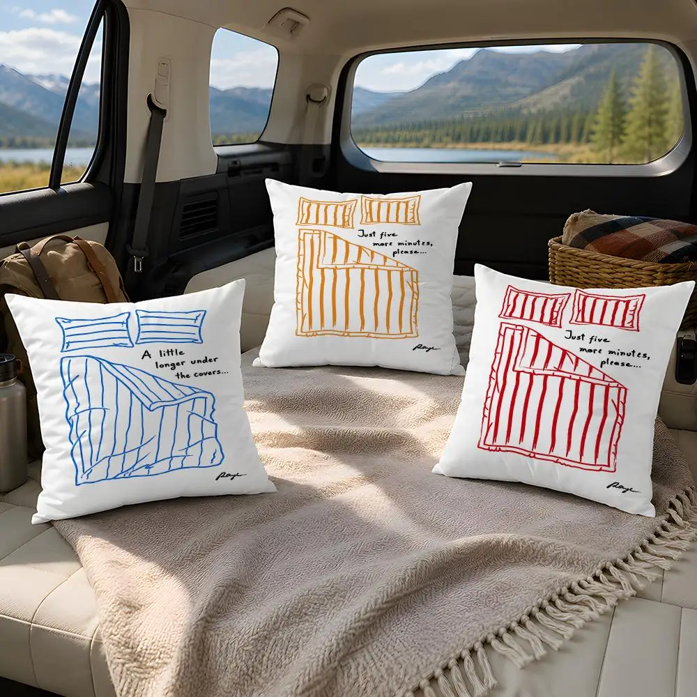 Just Five Minutes Art Cushion Cover Plush Fabric Soft Double-Sided Printed Sofa Warm Winter Home Gift Pillow Cover