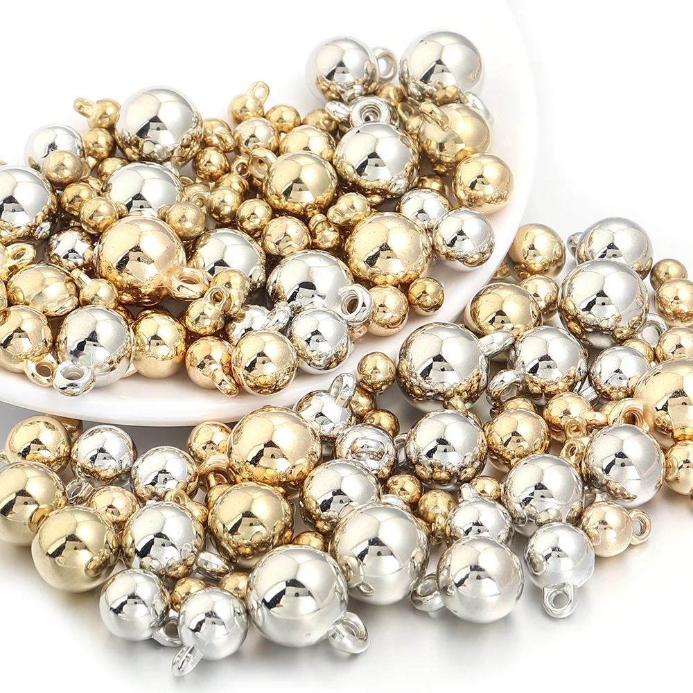 10-500pcs/lot CCB Hanging Beads 4/5/6/8/10/12/14/16mm Round Ball Bead Pendants For DIY Jewelry Making Necklace Bracelet