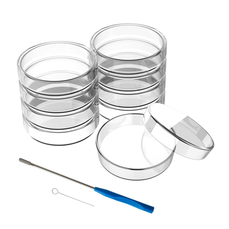 90 Mm Glass Petri Dishes 10 Pcs Autoclavable Lab Petri Plates With A Inoculation Loop