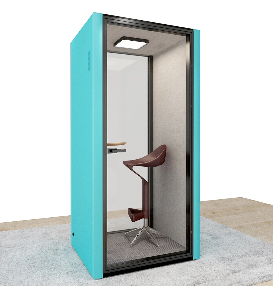 Custom Soundproof Office Work Pod Movable Privacy Meeting Booth Acoustic Phone Box With Glass Door