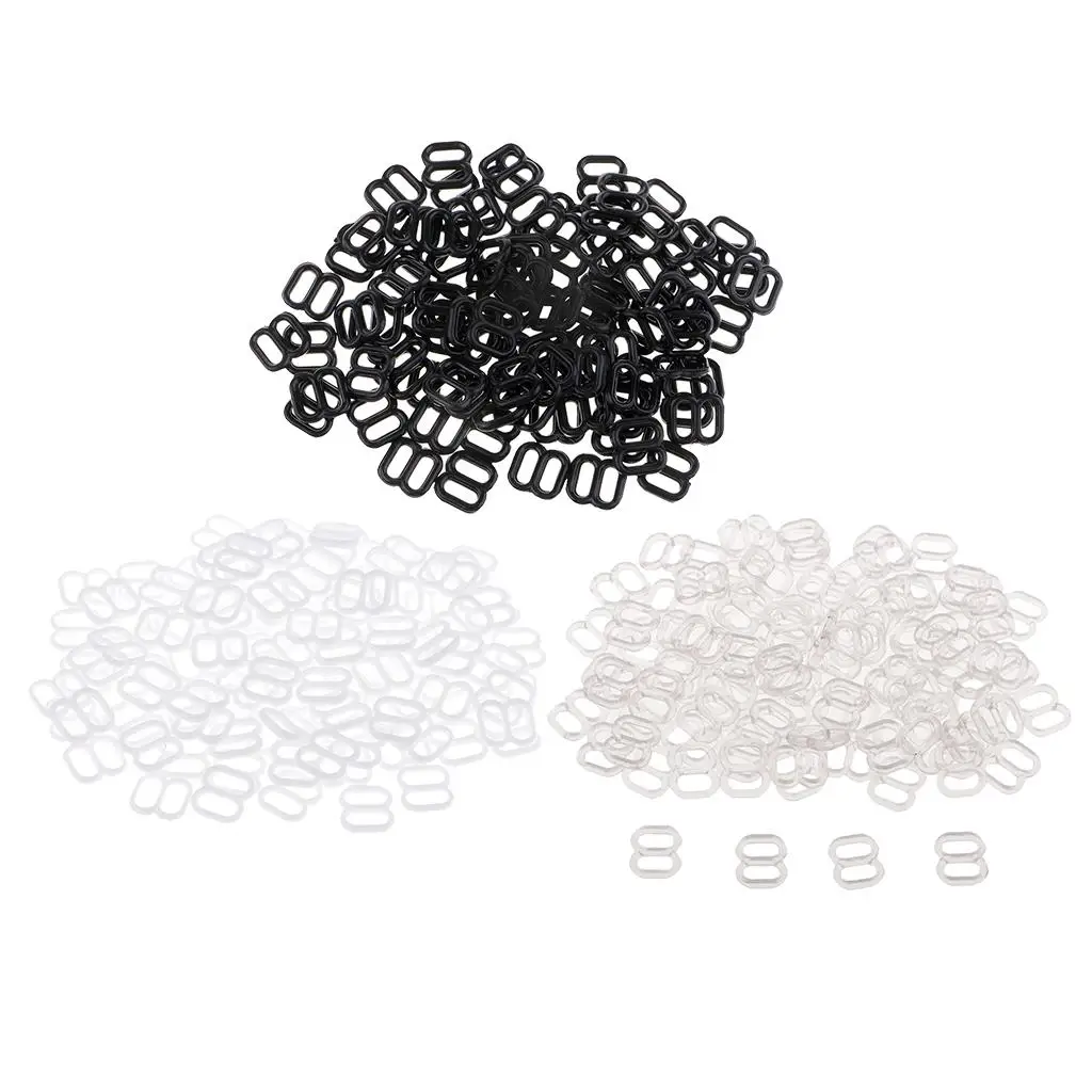 100Pcs 6mm Nylon Adjustment 8 Hook Bra Slider Buckle Bikini Fasteners