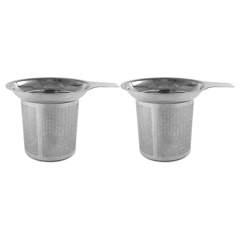 

2X Stainless Steel Tea Strainer, Teapot, Tea Sieve, Coffee Cup, Leaking Sieve, High Density Filter With Handle