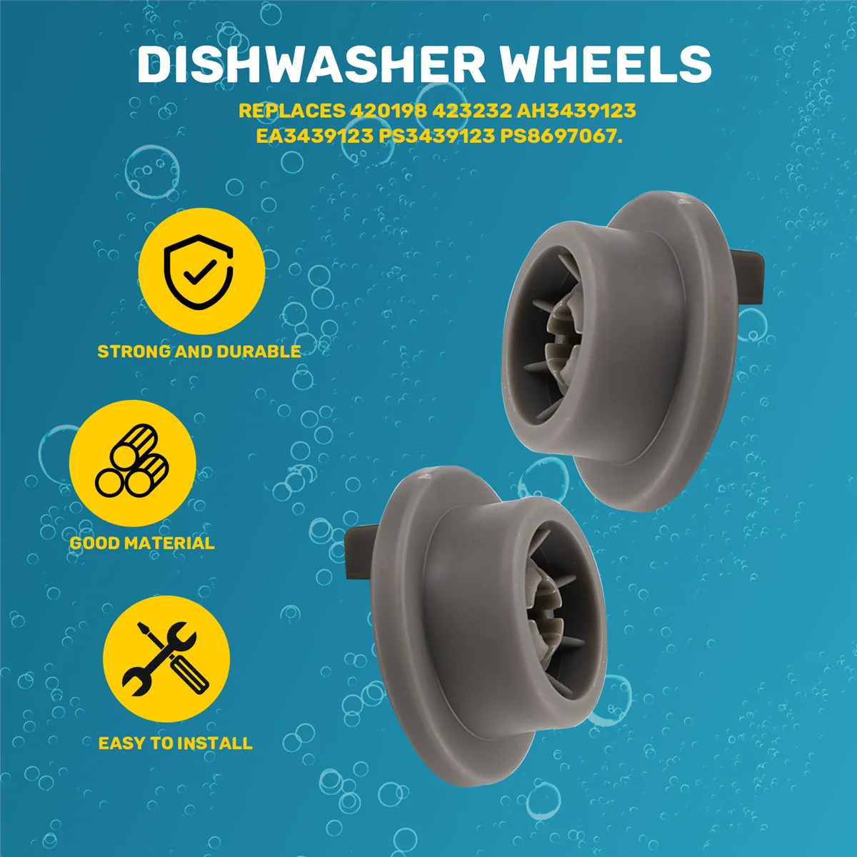 New Dishwasher Lower Bottom Basket Wheels Compatible for Bosch Neff & Siemens 165314 Dishwasher Spare Parts Lower Rollers