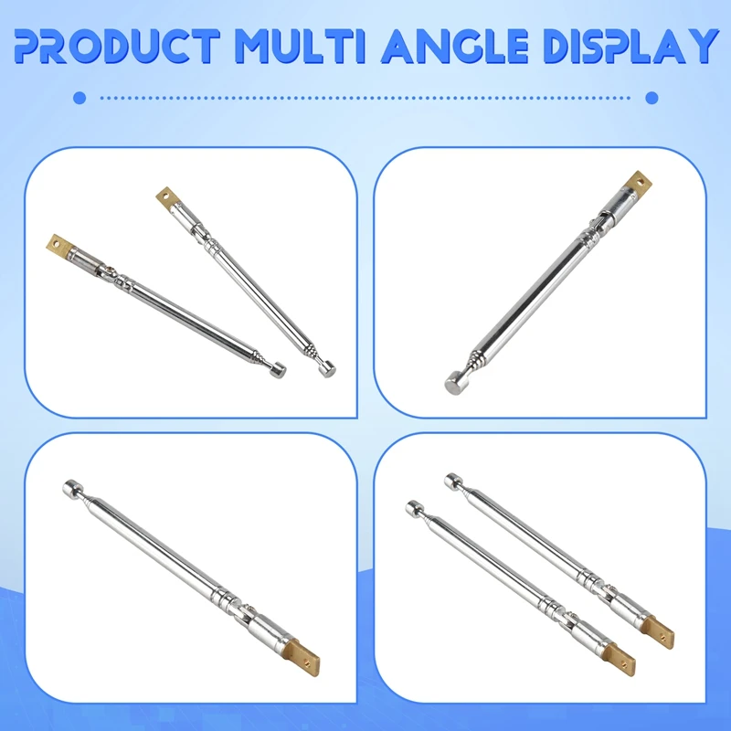 A15R -2PCS Replacement 25.4Cm 10Inch 5 Sections Telescopic Antenna Aerial For Radio TV
