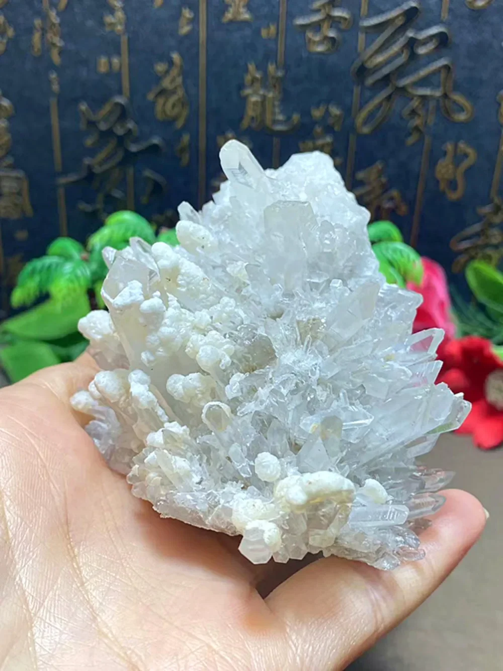 Natural white crystal cluster hand-carved skull quartz mineral specimen healing home decor