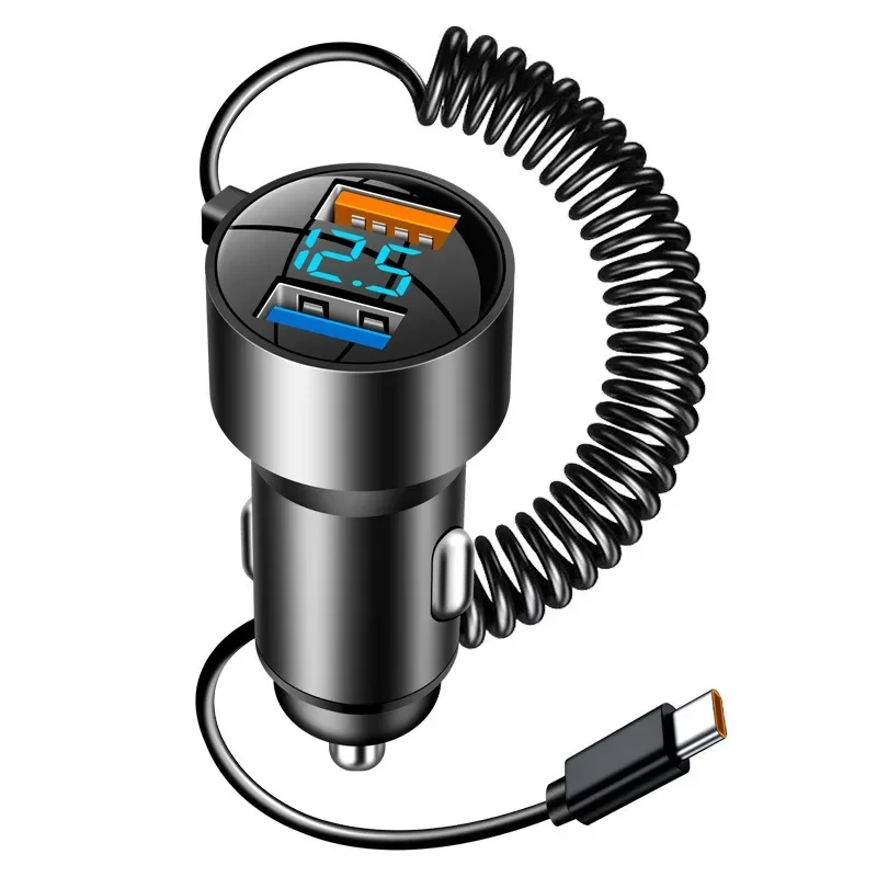 

Car Charger with Digital Display, One-to-three Cable, 100W, Super Fast Charging, New