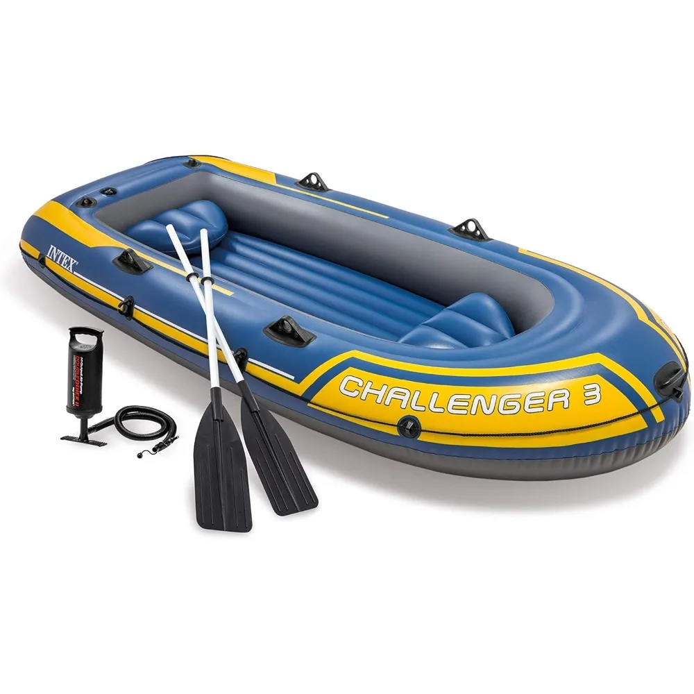 

Challenger Inflatable Boat Series: Includes Deluxe Boat Oars and High-Output Pump – SuperStrong PVC – Triple Air Chambers