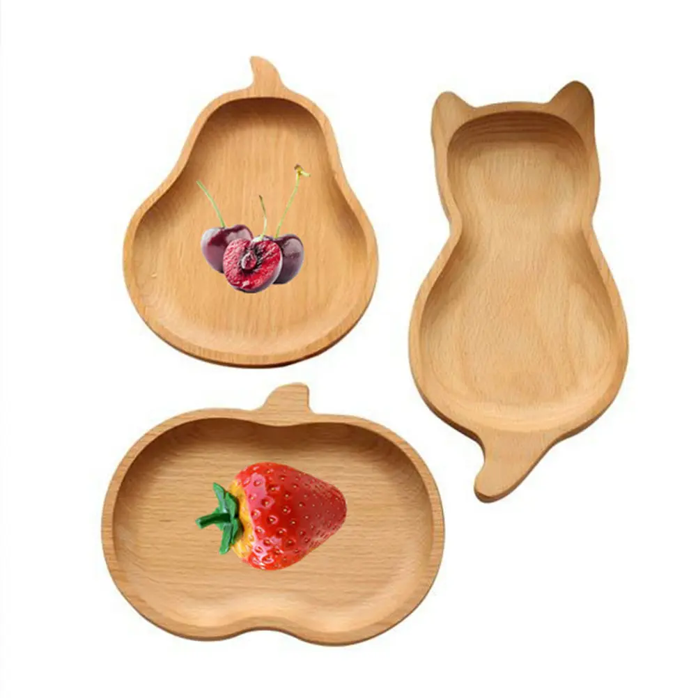 Natural Wooden Pear-Shaped Serving Tray – Food-Grade Unpainted Dessert, Snack & Fruit Platter for Meals or Photography