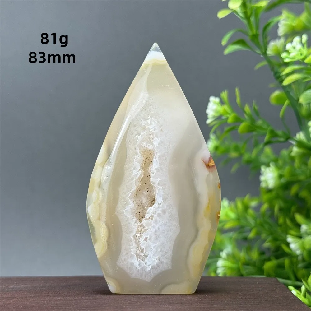 Natural Gem Yellow Agate Geode Free Form Torch Mineral Energy Home Furnishings Meditation Aura Prayer