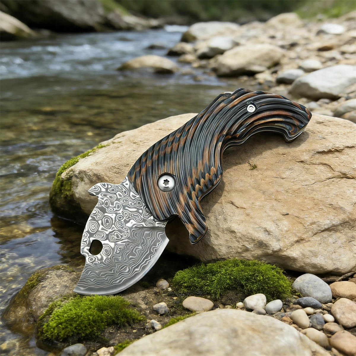 

Милый мини-складной карманный нож в стиле бульдога с дамасским клинком и рукояткой G10, креативный нож для барбекю, портативный инструмент для кемпинга и повседневного ношения (EDC)