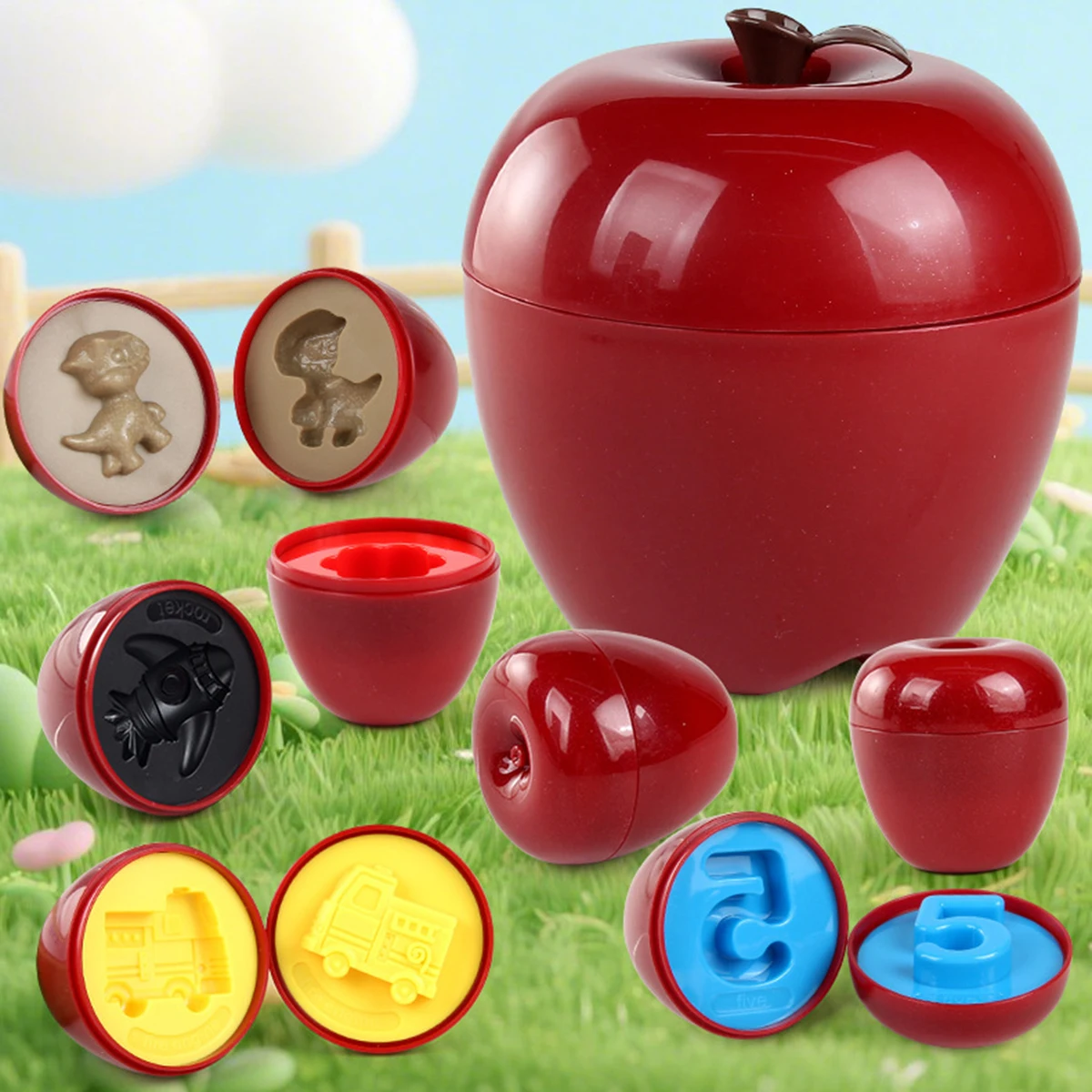 Bonito maçã crianças cor forma correspondência montessori brinquedo educativo montagem do bebê inteligente ovo reconhecer criança aprendizagem inteligente