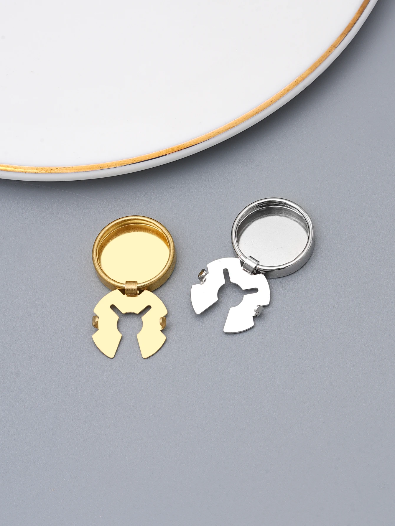 10/50 Stück goldene/silberne runde Hemdkragenklammern aus Metall, verstellbare Druckknöpfe zur Kleidungsdekoration – Detail 3