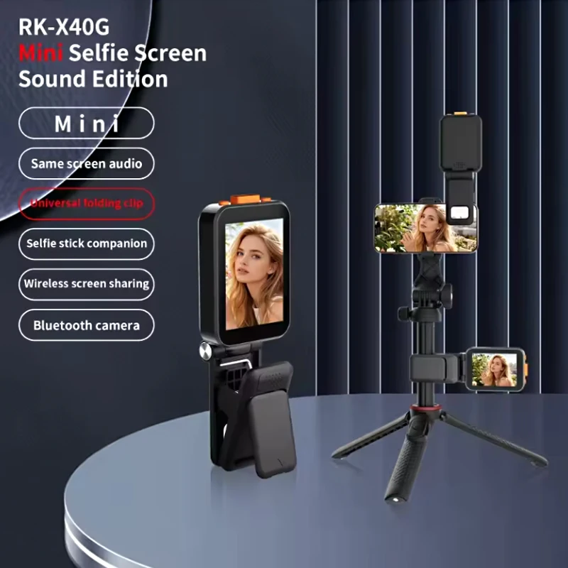 Magnetic Selfie Monitor Screen With Clamp for Smartphone Rear Camera Selfie Vlog Live Stream Video Recording for iPhone Android