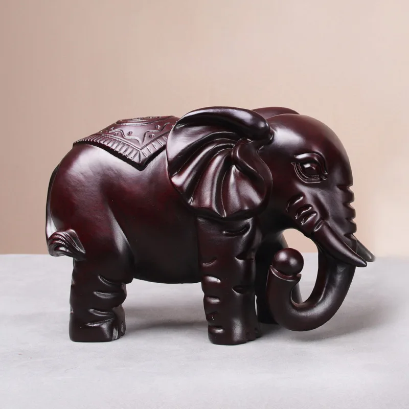 

Ebony Wood Carving Elephant Ornaments a Pair of Solid Wood Small Elephant Living Room Carving Home Decoration Wooden Handicraft