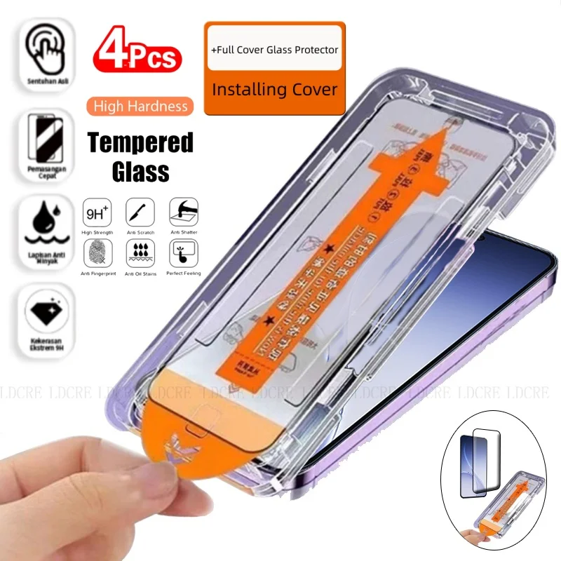 Protector de pantalla de vidrio templado para Reno 15F, 4/3/2/1 Uds., protector de pantalla de vidrio templado OPPO Reno 15 FS, sin polvo, 9H, cobertura completa, con pegamento, Reno 15F