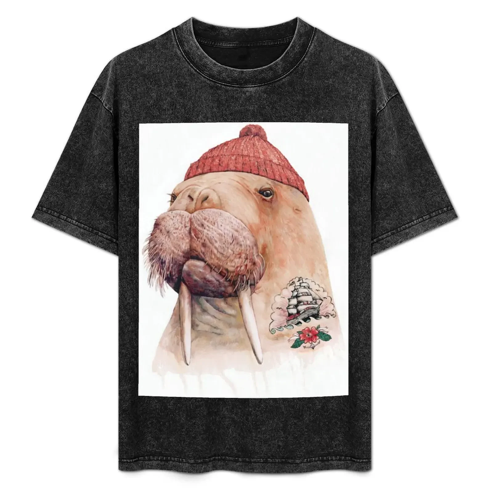

Tattooed Walrus (Red) T-Shirt Funny t-shirt tees Man t-shirt mens white t shirts