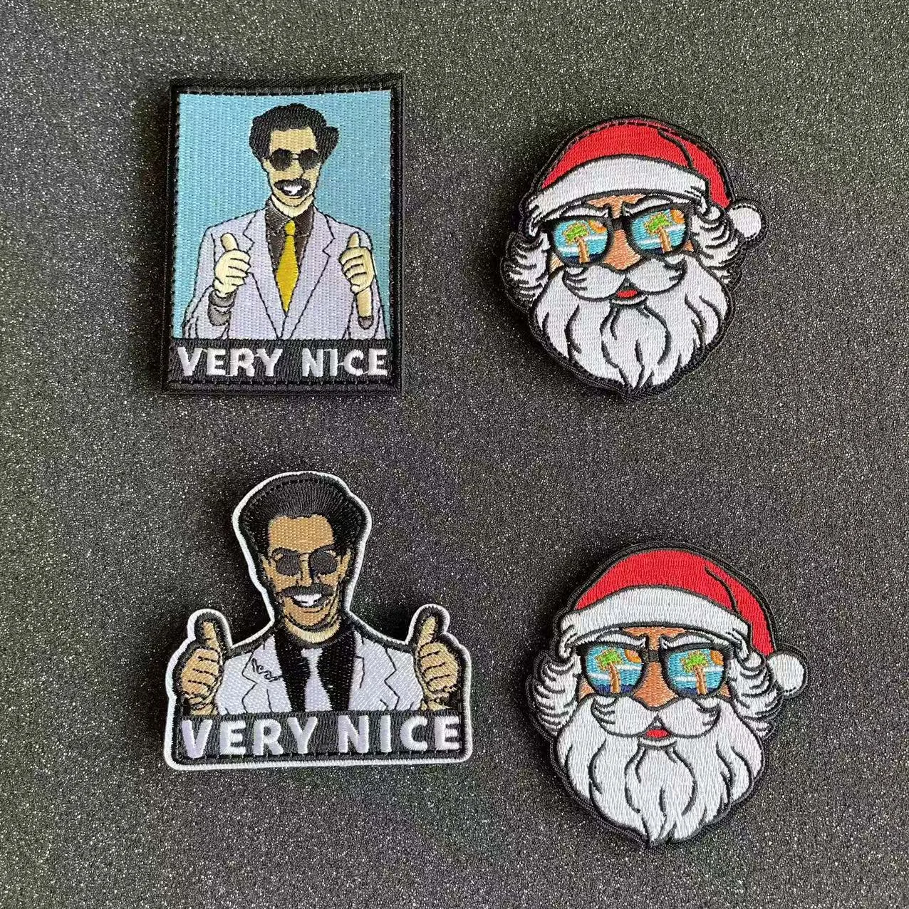 „Very Nice“ Meme Lustige Aufnäher, Weihnachtsmann-Emblem, Kleidungs-Applikationsstickerei, taktisches Abzeichen für Kleidung, Rucksack, Hut