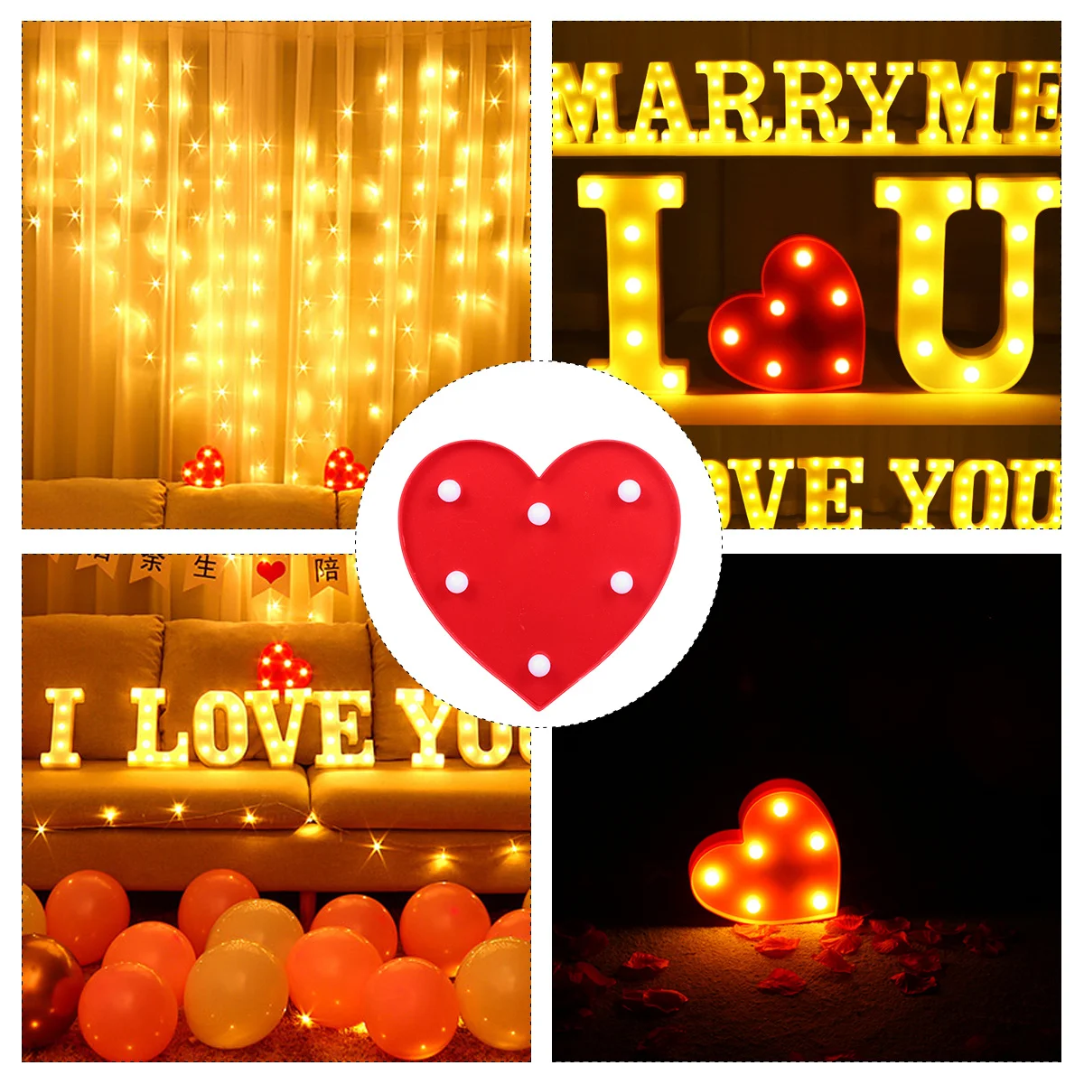 

LED Heart Shaped Night Light Romantic Wedding Party Decor Desktop Lamp Photo Prop Home Decor Eco Friendly Reusable Gift