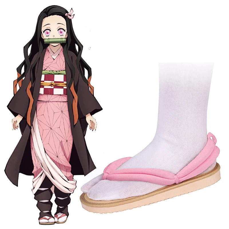1-ペアアニメコスプレシューズ炭治郎禰豆子善逸鬼竜善逸鬼門善逸鬼舞善逸サンダル下駄クロッグスフリップフロップ