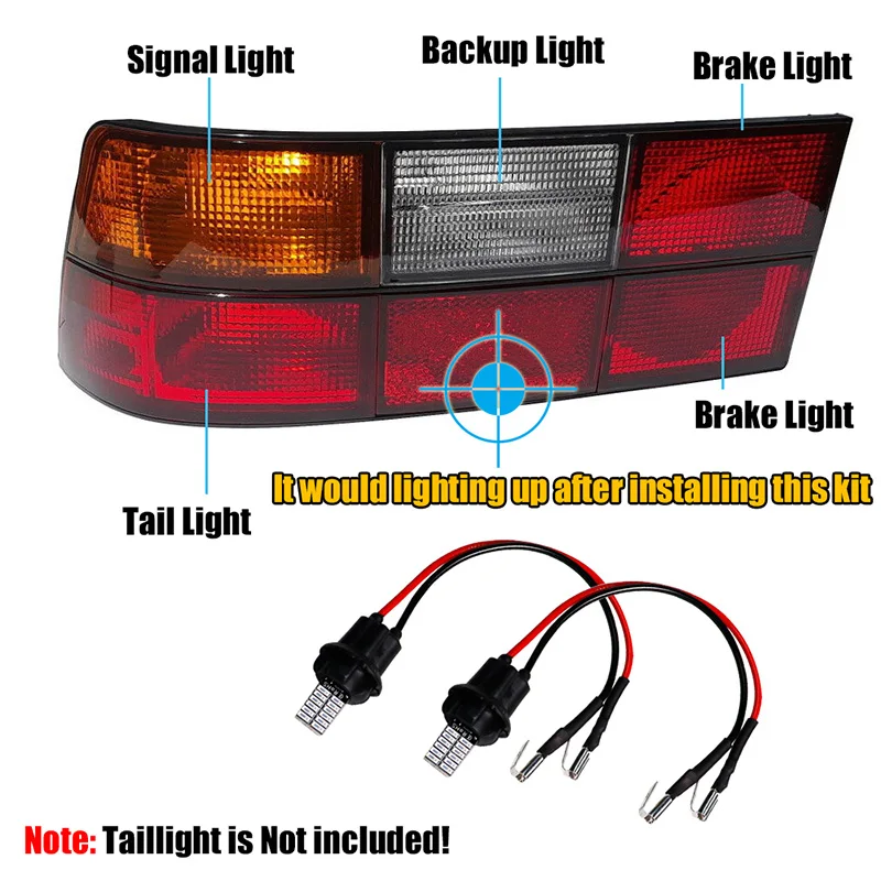 Red LED Add-On Tail Light w/ Bulb Holders Mod For 1977-1988 Porsche 924, For 1982-1991 Porsche 944, For 1986-1991 Porsche 951